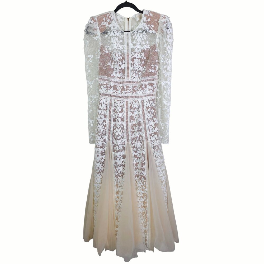 Bronx and Banco‎ Megan Midi Dress White Floral Embroidered Mesh Bridal Size XS - Picture 3 of 16